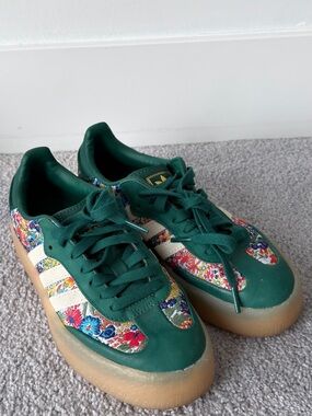 adidas Samba Liberty London Dark Green Floral Lace-Up Sneakers